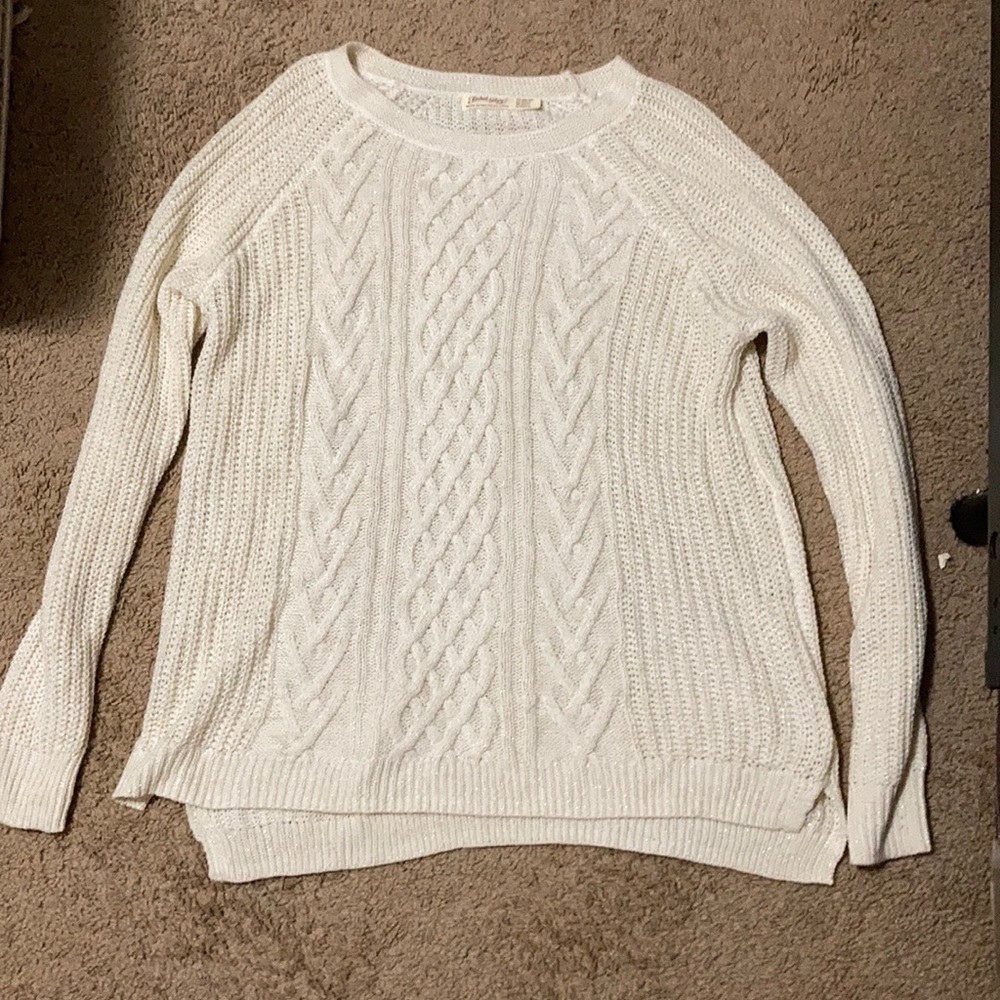 White sweater with gold shimmers